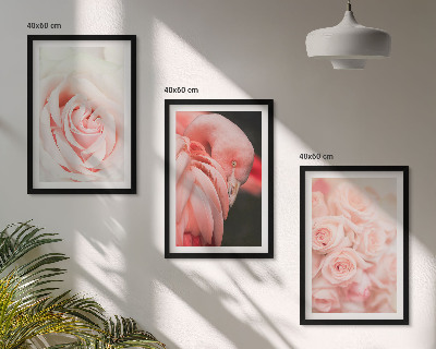 Conjunto de quadros para sala de estar Flamingos rosa pastel delicadamente