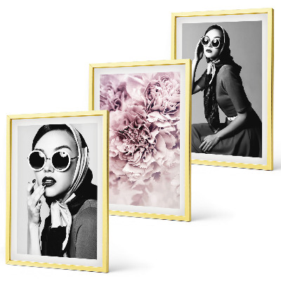 Conjunto de quadros para sala de estar Retratos elegantes de mulheres com flores.