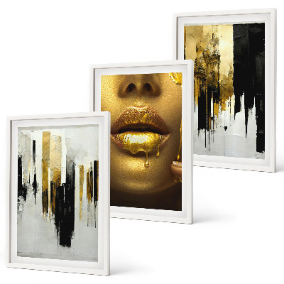 Conjunto de quadros para sala de estar Pintura de retrato abstrato