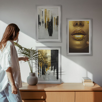 Conjunto de quadros para sala de estar Pintura de retrato abstrato