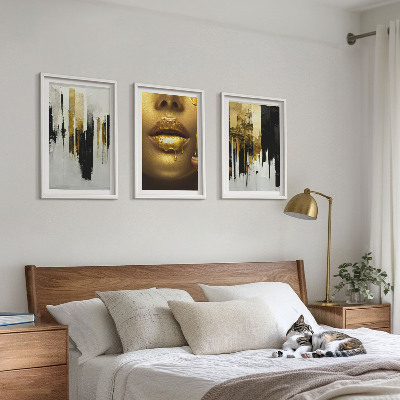 Conjunto de quadros para sala de estar Pintura de retrato abstrato