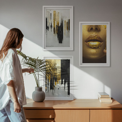 Conjunto de quadros para sala de estar Pintura de retrato abstrato