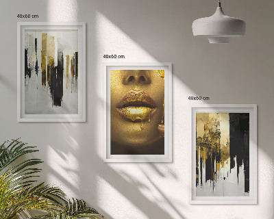 Conjunto de quadros para sala de estar Pintura de retrato abstrato