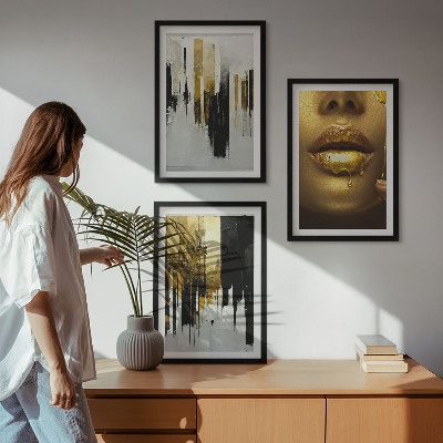 Conjunto de quadros para sala de estar Pintura de retrato abstrato