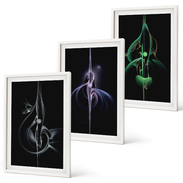Conjunto de quadros para sala de estar Padrões abstratos na cor preta