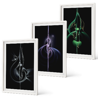 Conjunto de quadros para sala de estar Padrões abstratos na cor preta