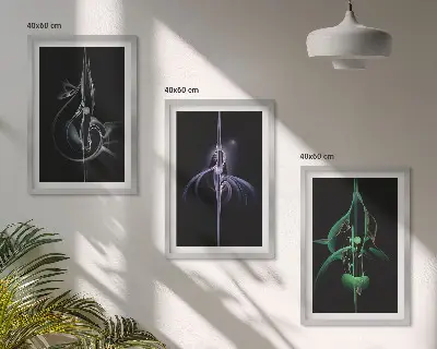 Conjunto de quadros para sala de estar com padrões abstratos na cor preta