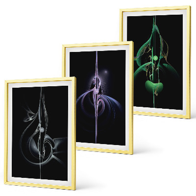Conjunto de quadros para sala de estar Padrões abstratos na cor preta