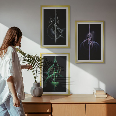 Conjunto de quadros para sala de estar Padrões abstratos na cor preta