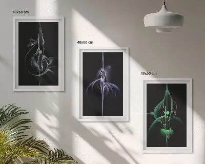 Conjunto de quadros para sala de estar com padrões abstratos na cor preta