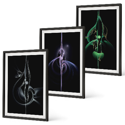 Conjunto de quadros para sala de estar Padrões abstratos na cor preta