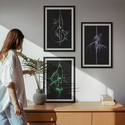 Conjunto de quadros para sala de estar Padrões abstratos na cor preta