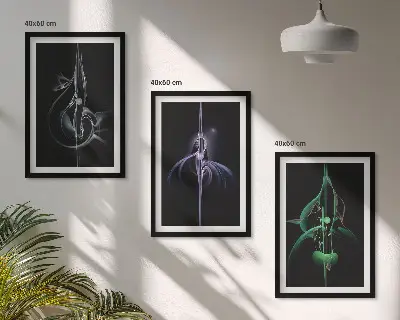 Conjunto de quadros para sala de estar com padrões abstratos na cor preta