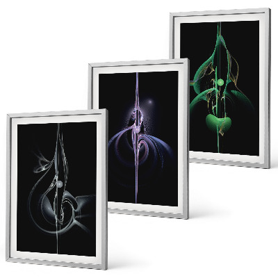 Conjunto de quadros para sala de estar Padrões abstratos na cor preta