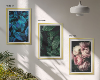 Composição de quadros moderna Folhas, flores, cores diferentes