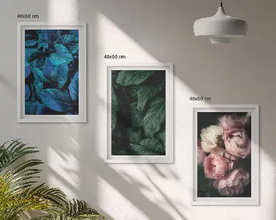 Composição de quadros moderna com folhas e flores em cores variadas