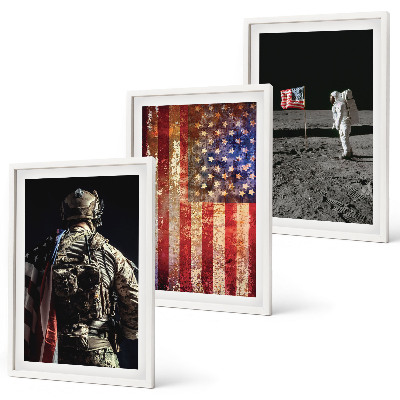 Conjunto de quadros para sala de estar Símbolos americanos Bandeira dos EUA