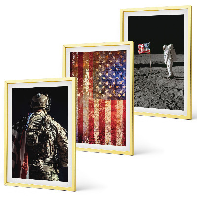 Conjunto de quadros para sala de estar Símbolos americanos Bandeira dos EUA