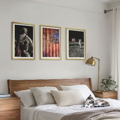 Conjunto de quadros para sala de estar Símbolos americanos Bandeira dos EUA