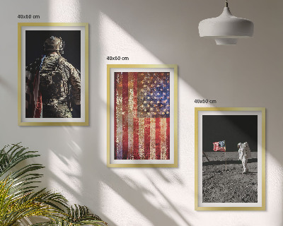 Conjunto de quadros para sala de estar Símbolos americanos Bandeira dos EUA