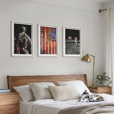 Conjunto de quadros para sala de estar Símbolos americanos Bandeira dos EUA