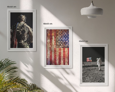 Conjunto de quadros para sala de estar Símbolos americanos Bandeira dos EUA