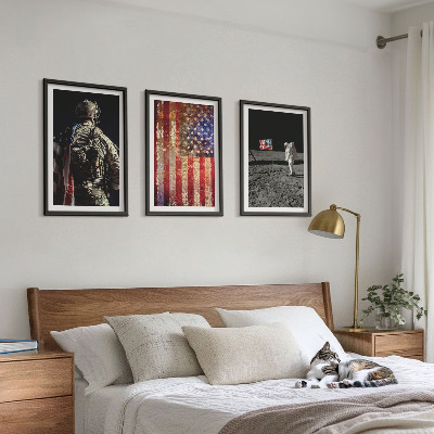 Conjunto de quadros para sala de estar Símbolos americanos Bandeira dos EUA