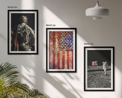 Conjunto de quadros para sala de estar Símbolos americanos Bandeira dos EUA