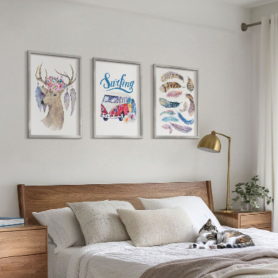 Composição de quadros moderna flores de veado com chifres van