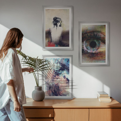 Composição de quadros moderna Retrato de uma mulher com emoções abstratas