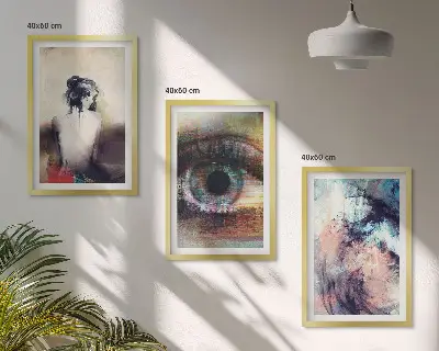 Conjunto de quadros decorativos modernos retrato de uma mulher com expressões abstratas