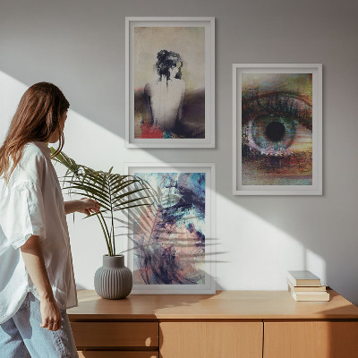 Composição de quadros moderna Retrato de uma mulher com emoções abstratas