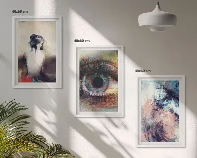 Conjunto de quadros decorativos modernos retrato de uma mulher com expressões abstratas