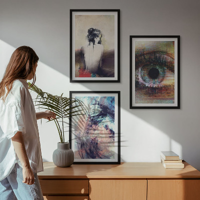 Composição de quadros moderna Retrato de uma mulher com emoções abstratas
