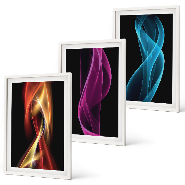 Composição de quadros moderna Linhas de ondas de néon em fundo escuro