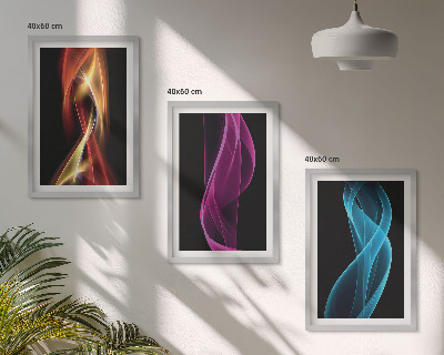 Composição de quadros moderna Linhas de ondas de néon em fundo escuro