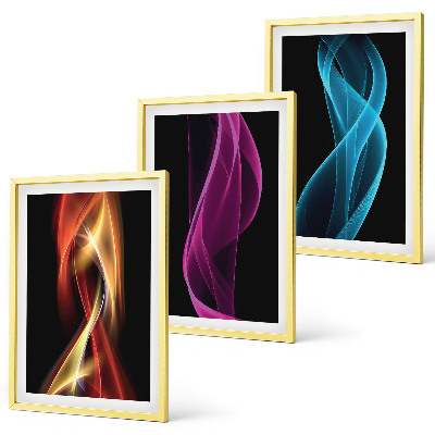 Composição de quadros moderna Linhas de ondas de néon em fundo escuro