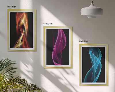 Composição de quadros moderna Linhas de ondas de néon em fundo escuro