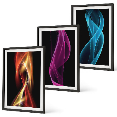 Composição de quadros moderna Linhas de ondas de néon em fundo escuro