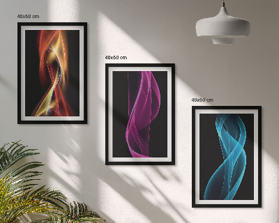 Composição de quadros moderna Linhas de ondas de néon em fundo escuro