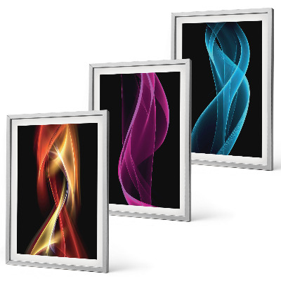 Composição de quadros moderna Linhas de ondas de néon em fundo escuro