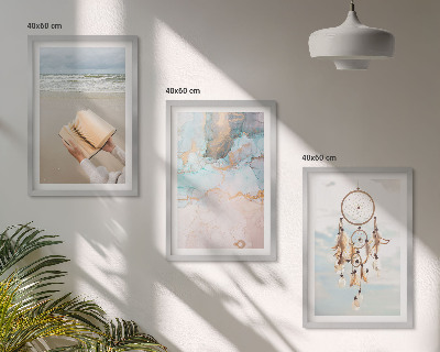 Conjunto de quadros para sala de estar Livro abstrato do mar boho