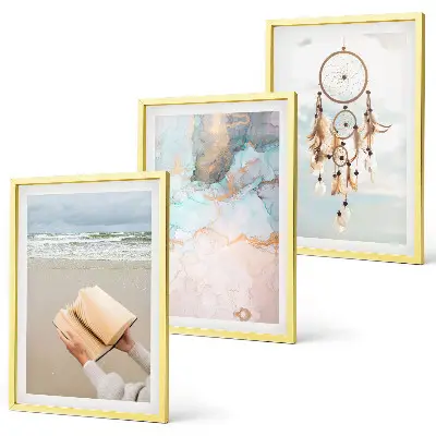 Conjunto de quadros decorativos para sala de estar com estampa de livro abstrato estilo boho mar