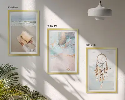 Conjunto de quadros decorativos para sala de estar com estampa de livro abstrato estilo boho mar