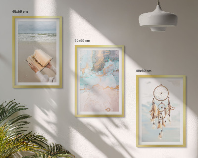 Conjunto de quadros para sala de estar Livro abstrato do mar boho