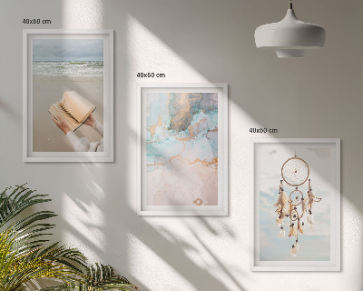 Conjunto de quadros para sala de estar Livro abstrato do mar boho