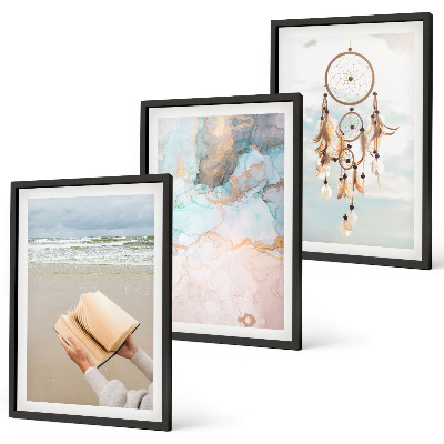 Conjunto de quadros para sala de estar Livro abstrato do mar boho