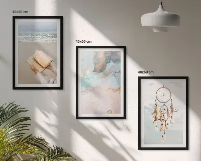 Conjunto de quadros decorativos para sala de estar com estampa de livro abstrato estilo boho mar