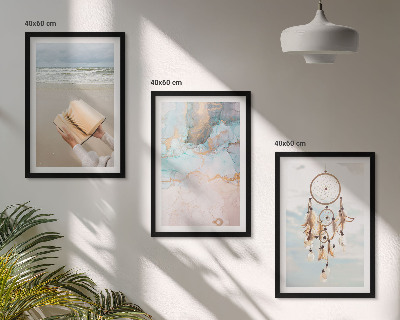 Conjunto de quadros para sala de estar Livro abstrato do mar boho