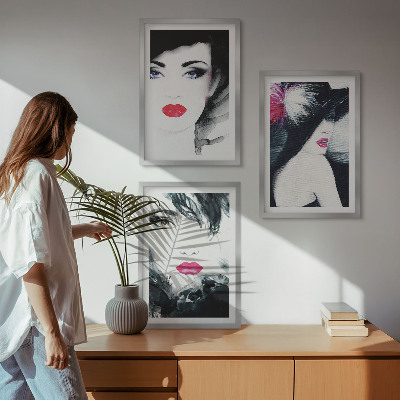 Composição de quadros moderna Retratos de mulheres com lábios